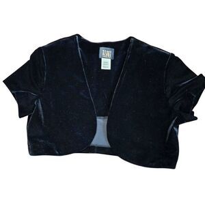 Velvet Black Short Sleeve Bolero Jacket Shrug For Women Size M By Tiana B